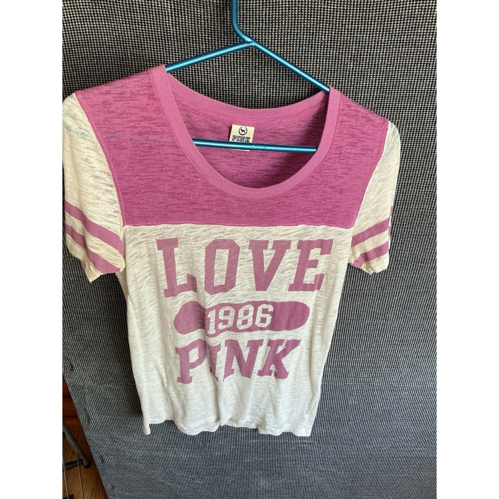 Victoria's Secret PINK 86 LOVE Pink White Large Y2K 2000s